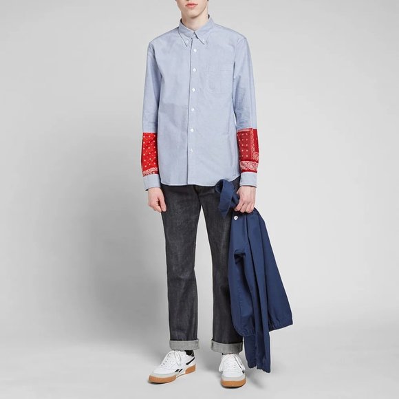 Sophnet Blue Bandana Panel Oxford Shirt - Picture 4 of 9